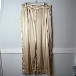Abercrombie & Fitch Cream Satin Wide-Leg Trousers
